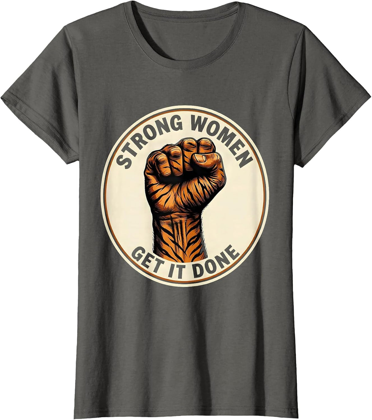 Women's Strong Women Get It Done Rosie The Riveter T-Shirt - Asphalt Grey