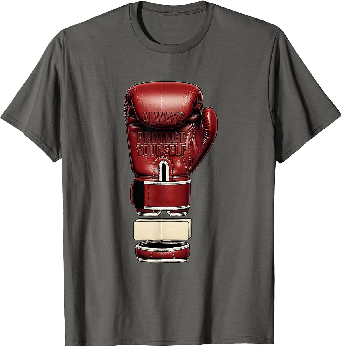Always Protect Yourself Boxing Graphic Design T-Shirt - Asphalt Grey