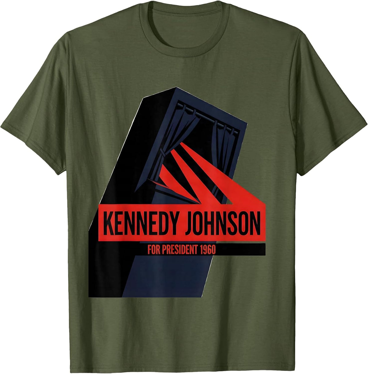 Men's Kennedy Johnson For President 1960 Retro Campaign Nostalgic T-Shirt - Olive Green