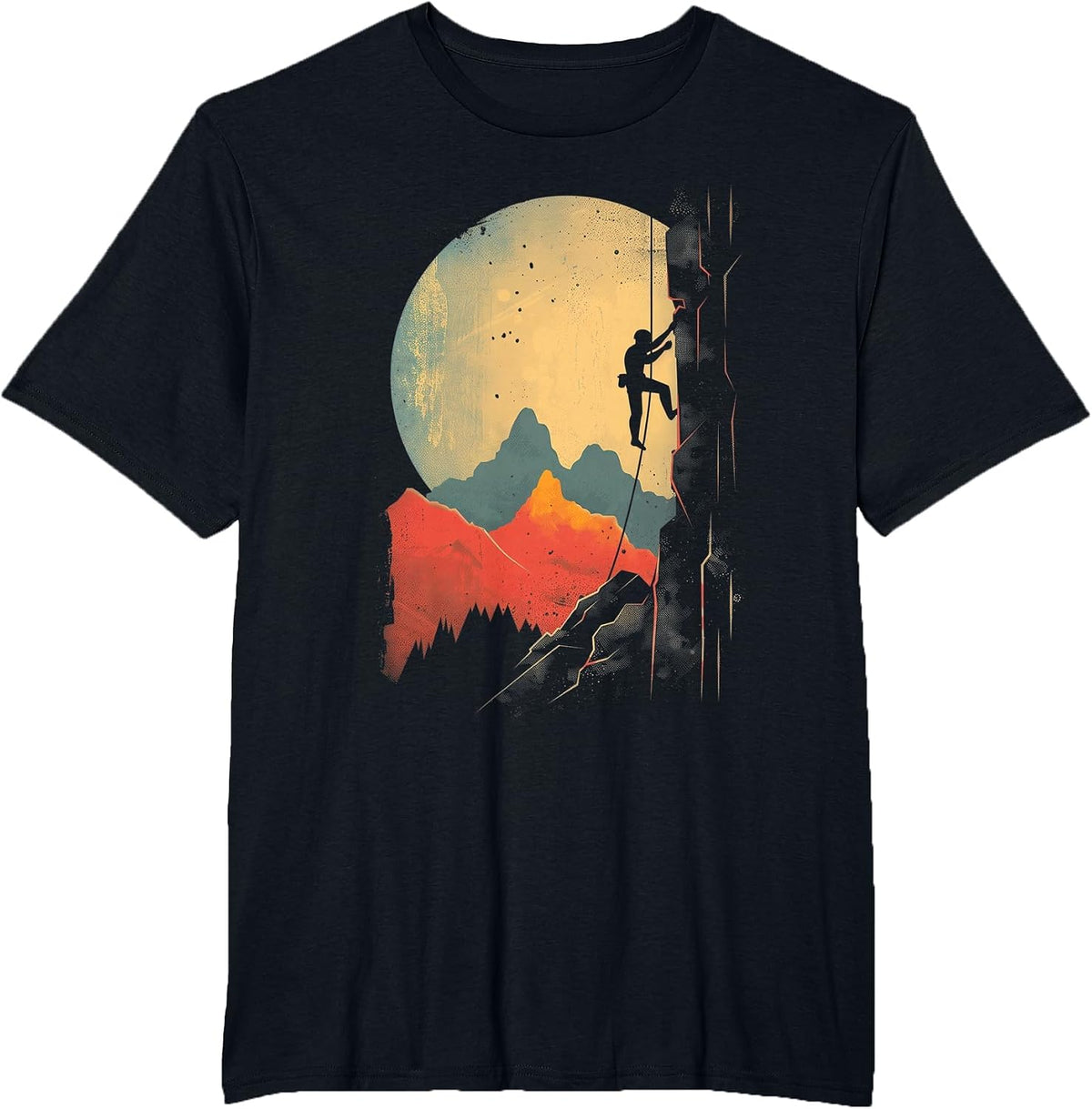 Rock Climbing Bouldering Vintage Mountain Climber T-Shirt - Black