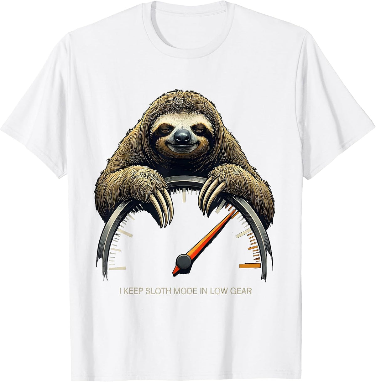 Men's I Keep Sloth Mode In Low Gear Funny Sloth Lover Humor T-Shirt - White