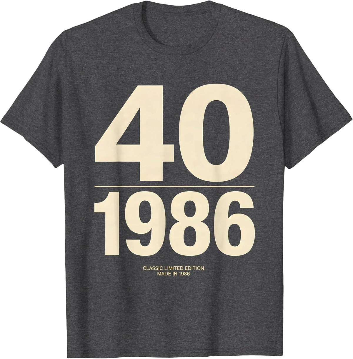 Classic Limited Edition 40 Made in 1986 Vintage T-Shirt - Dark Heather Grey