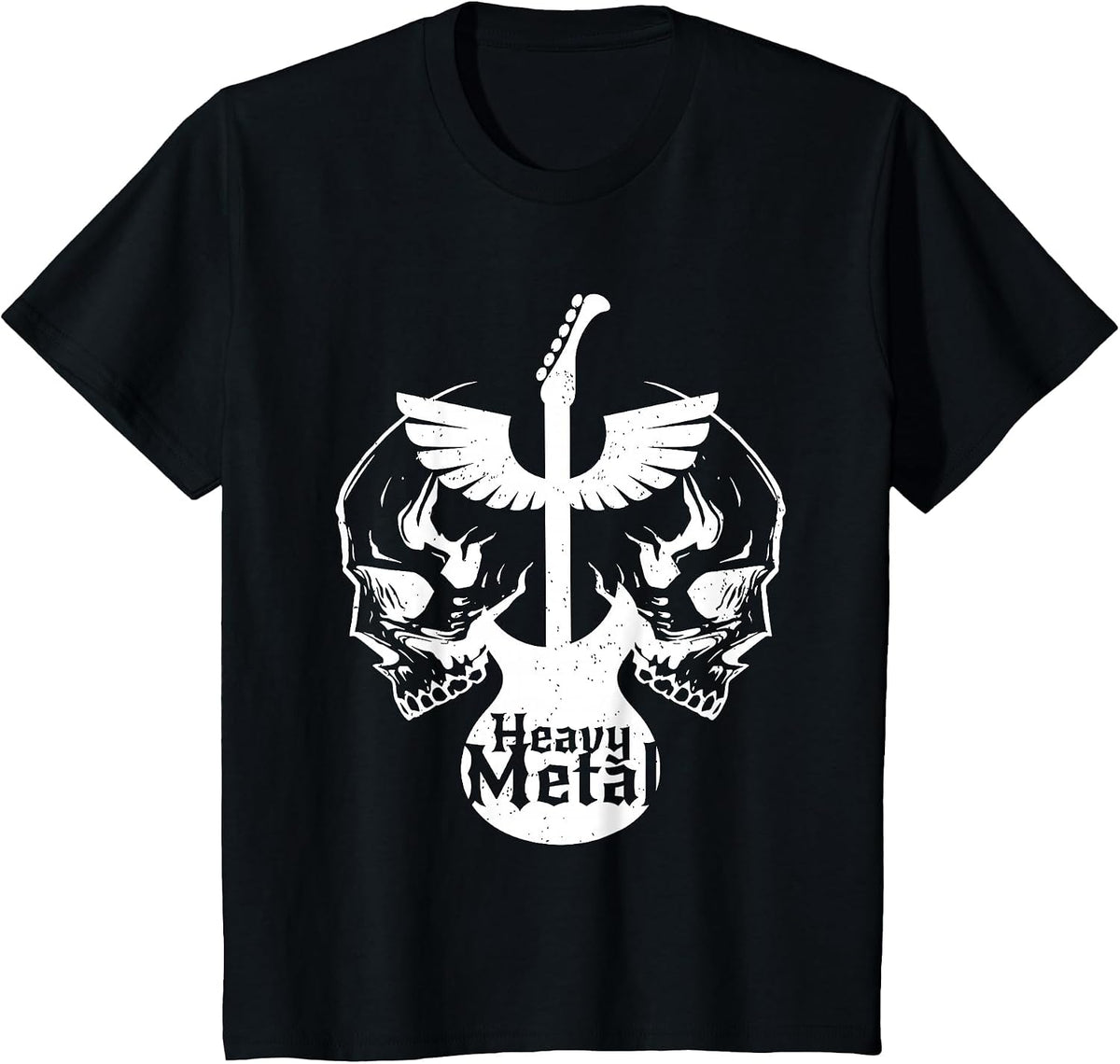 Heavy Metal Flying Guitars with Skulls Rock T-Shirt - Black
