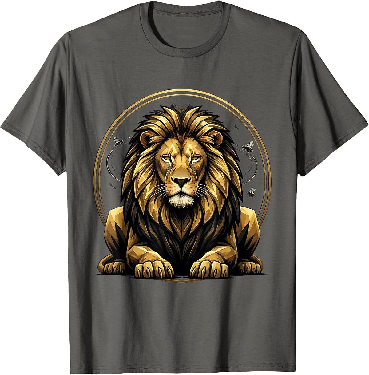 Men's Unbothered Sleeping Lion Ignoring Flies Graphic T-Shirt - Asphalt Grey