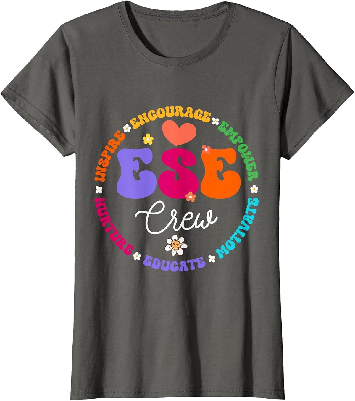Matching First Last Day Team ESE Crew Teacher Student Tribe T-Shirt - Asphalt Grey