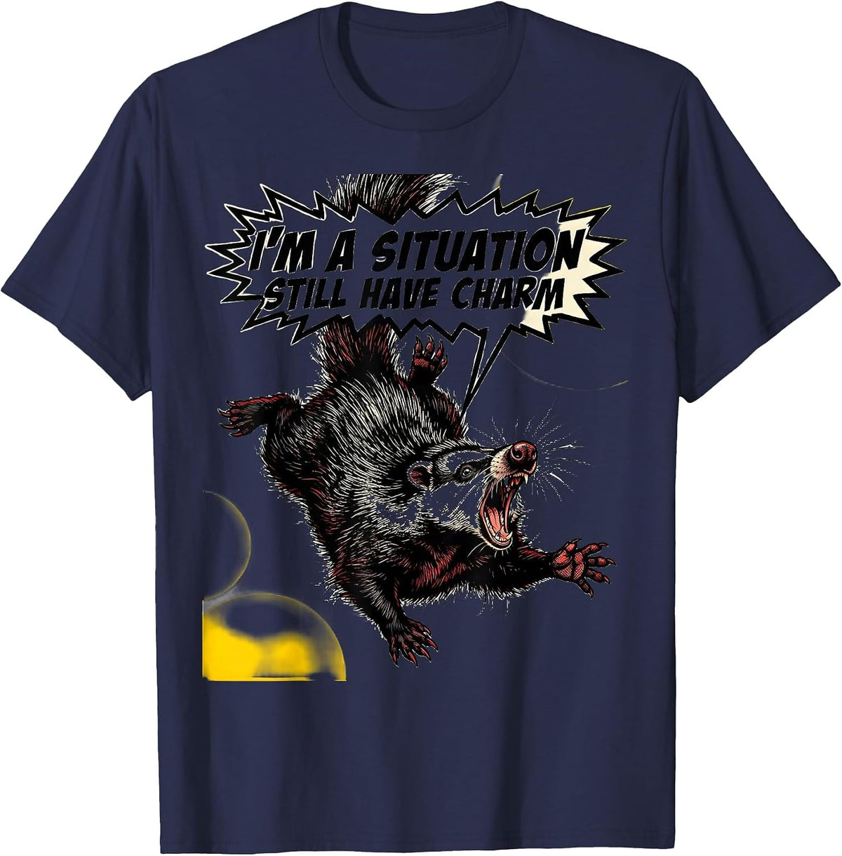 I'm A Situation, Still Have Charm Funny Opossum Meme Animal T-Shirt - Navy Blue