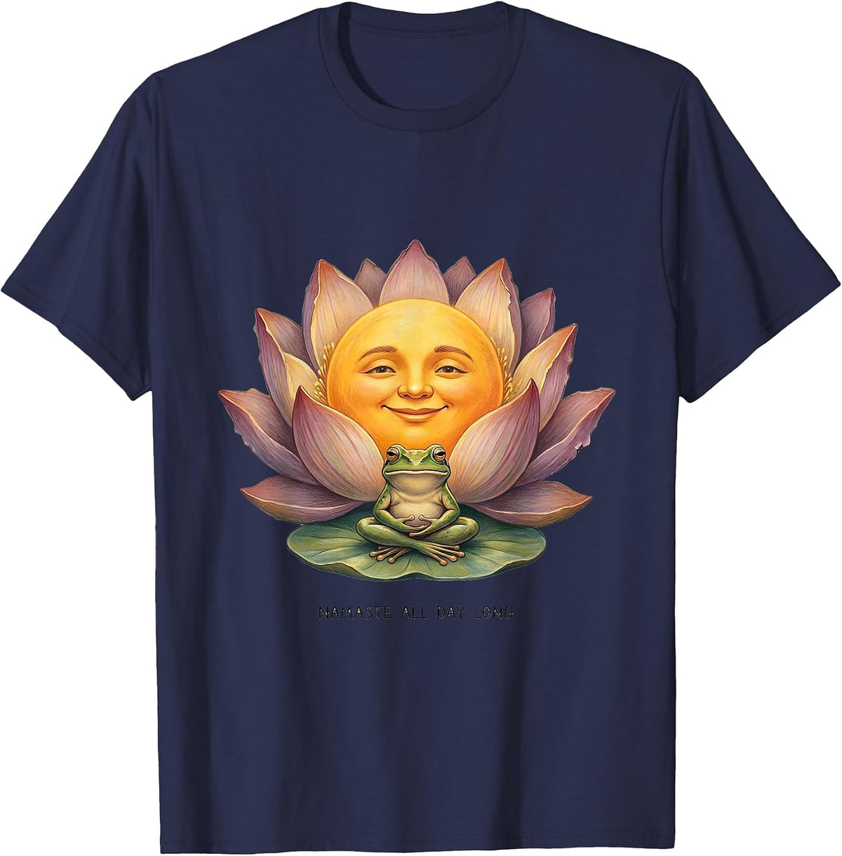Men's Namaste All Day Long Hippie Spiritual Design T-Shirt - Navy Blue