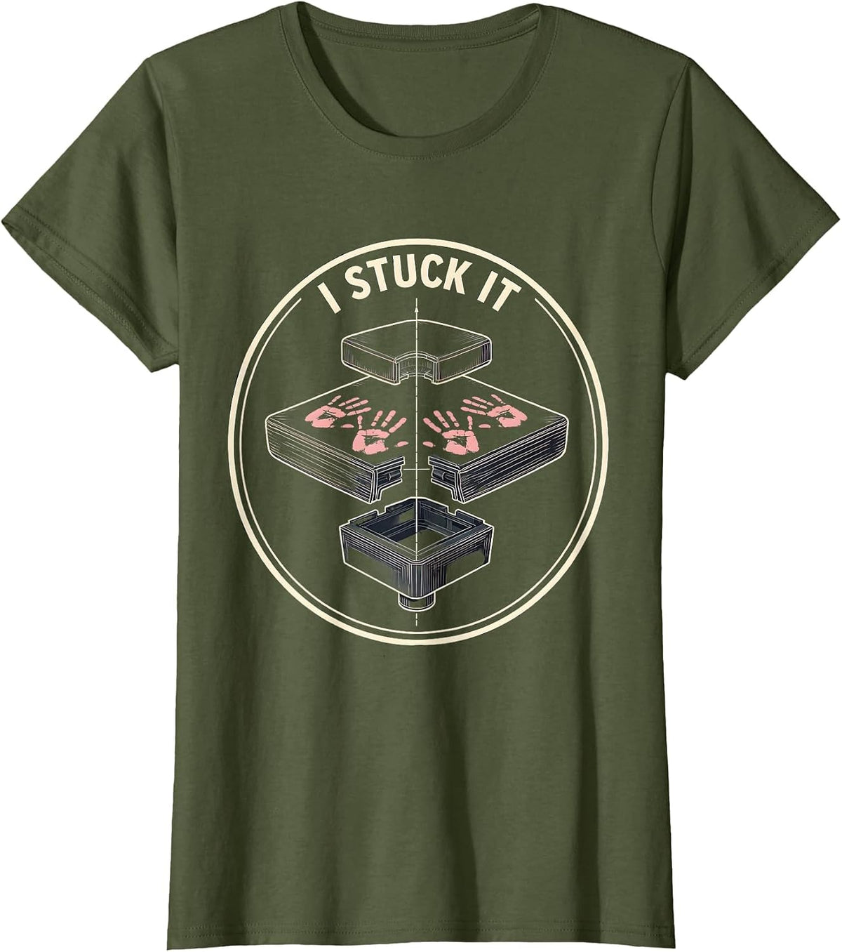 Women's I Stuck It Funny Gymnastics Girls Kids Gift T-Shirt - Olive Green