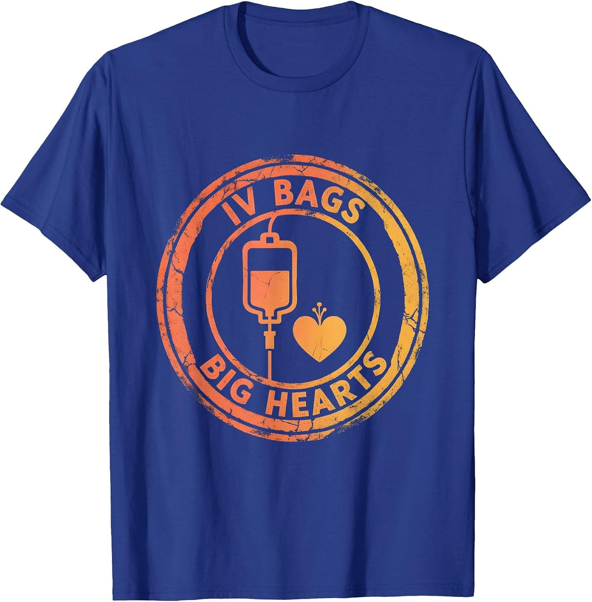 IV Bags and Big Hearts Oncology Nurse Design T-Shirt - Royal Blue