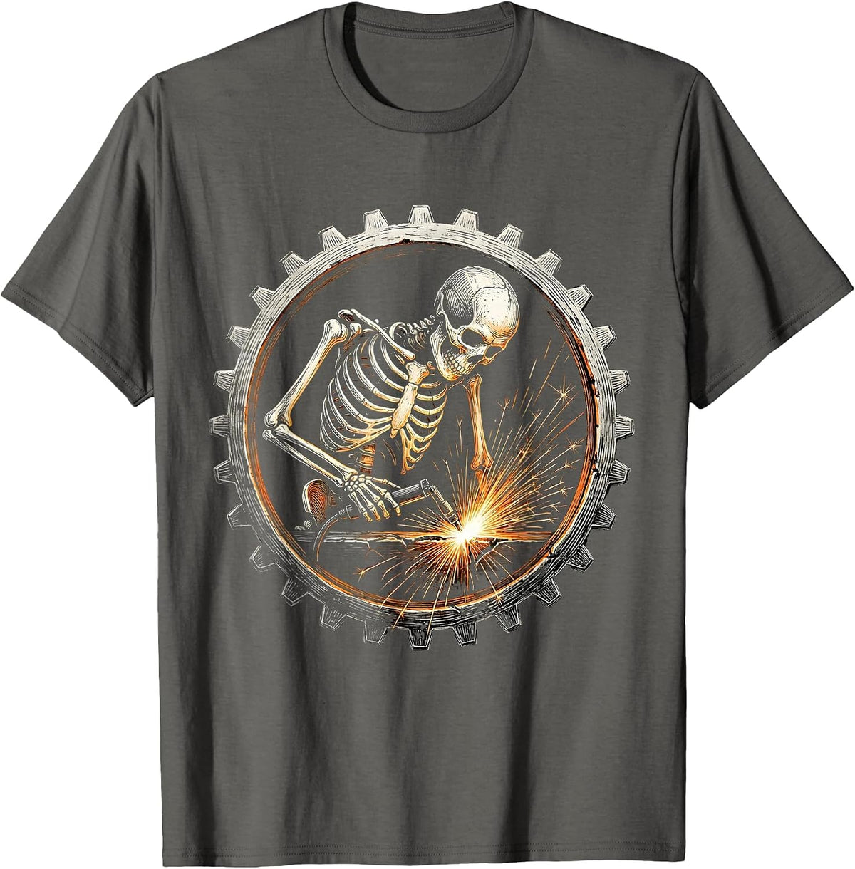 Men's Skeleton Welder Glowing Seam Graphic T-Shirt - Asphalt Grey