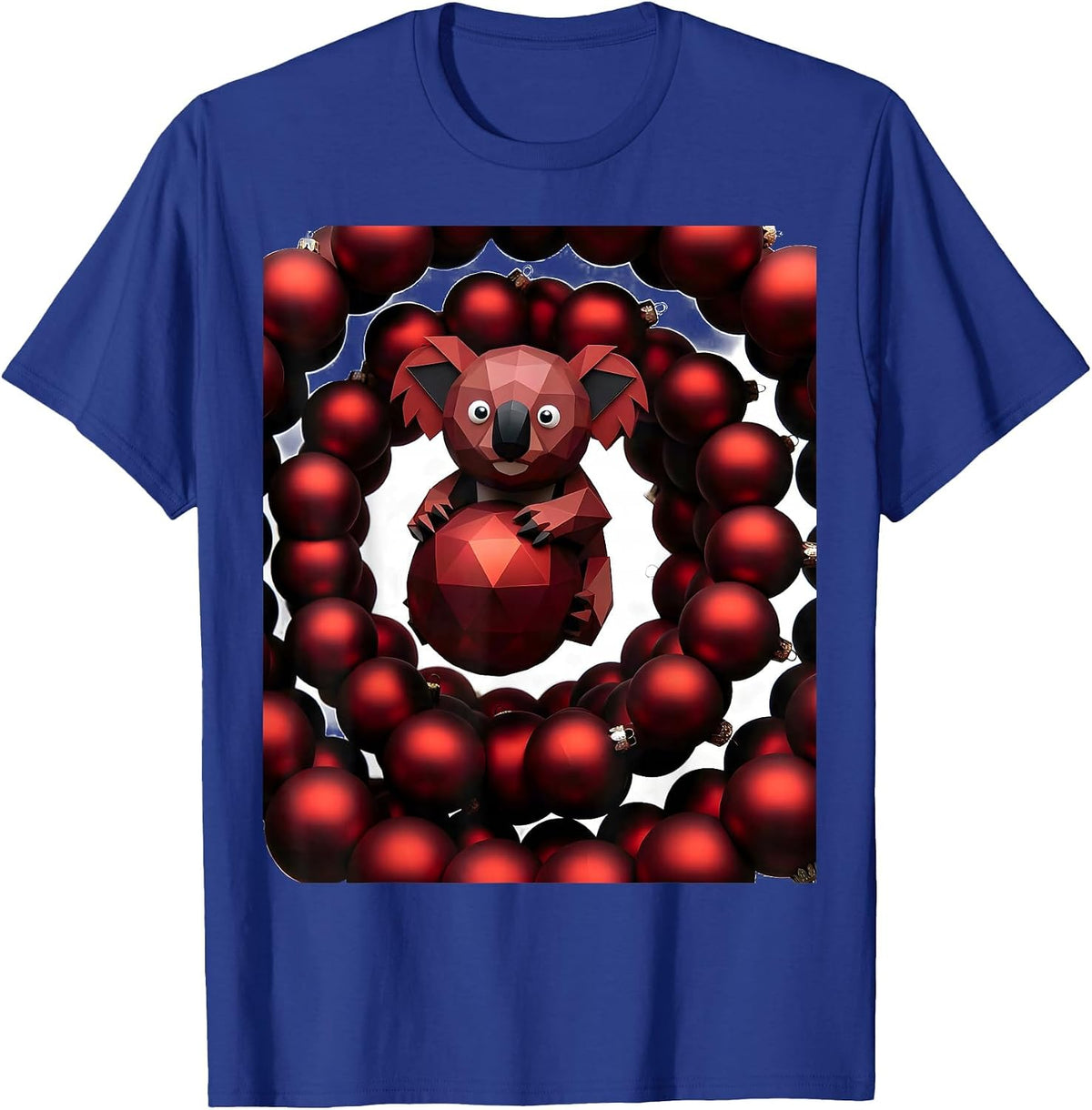 Men's Geometric Koala Cute Holiday Novelty Gift T-Shirt - Royal Blue