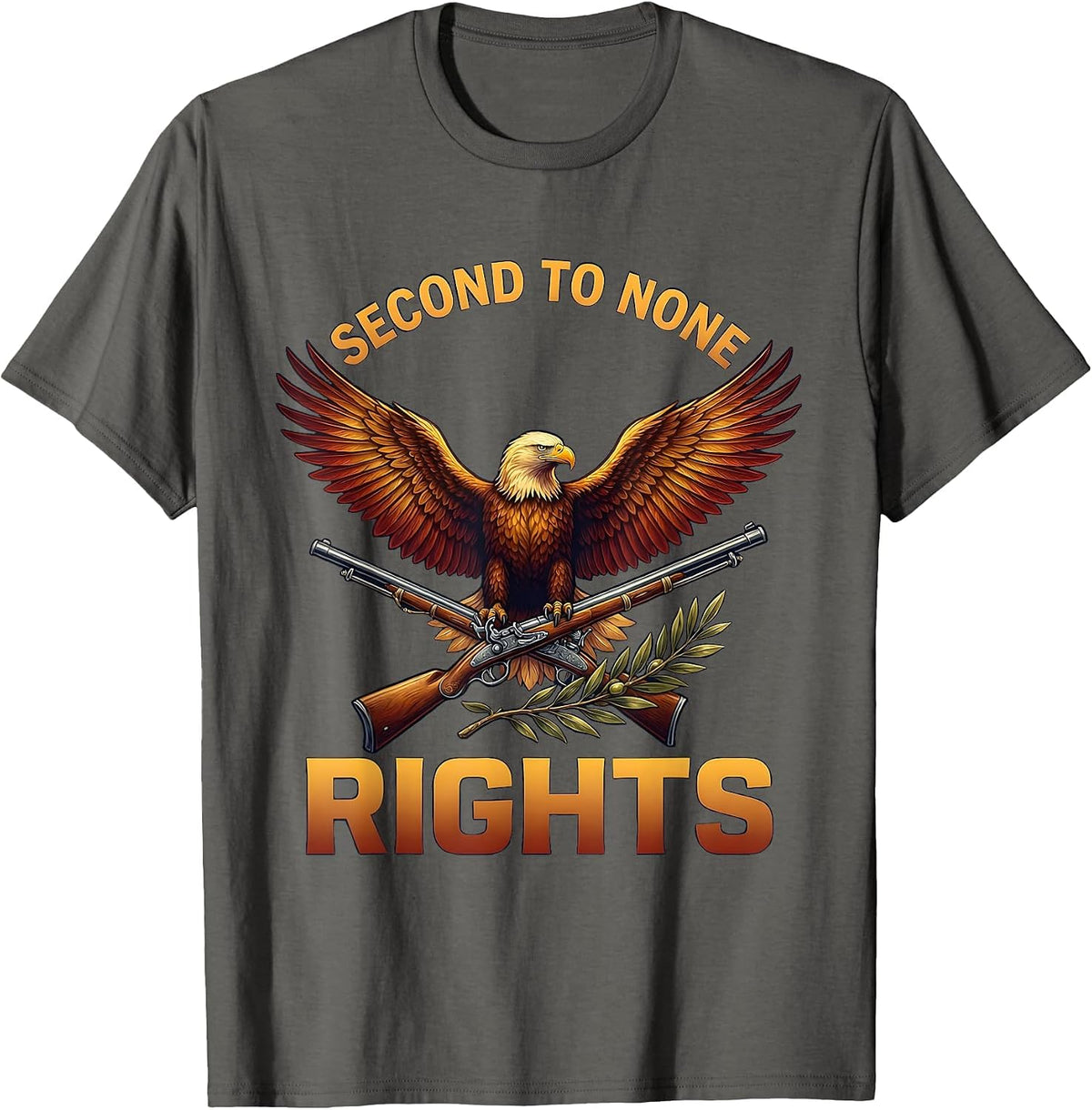 Second to None Rights 2nd Amendment Design T-Shirt - Asphalt Grey
