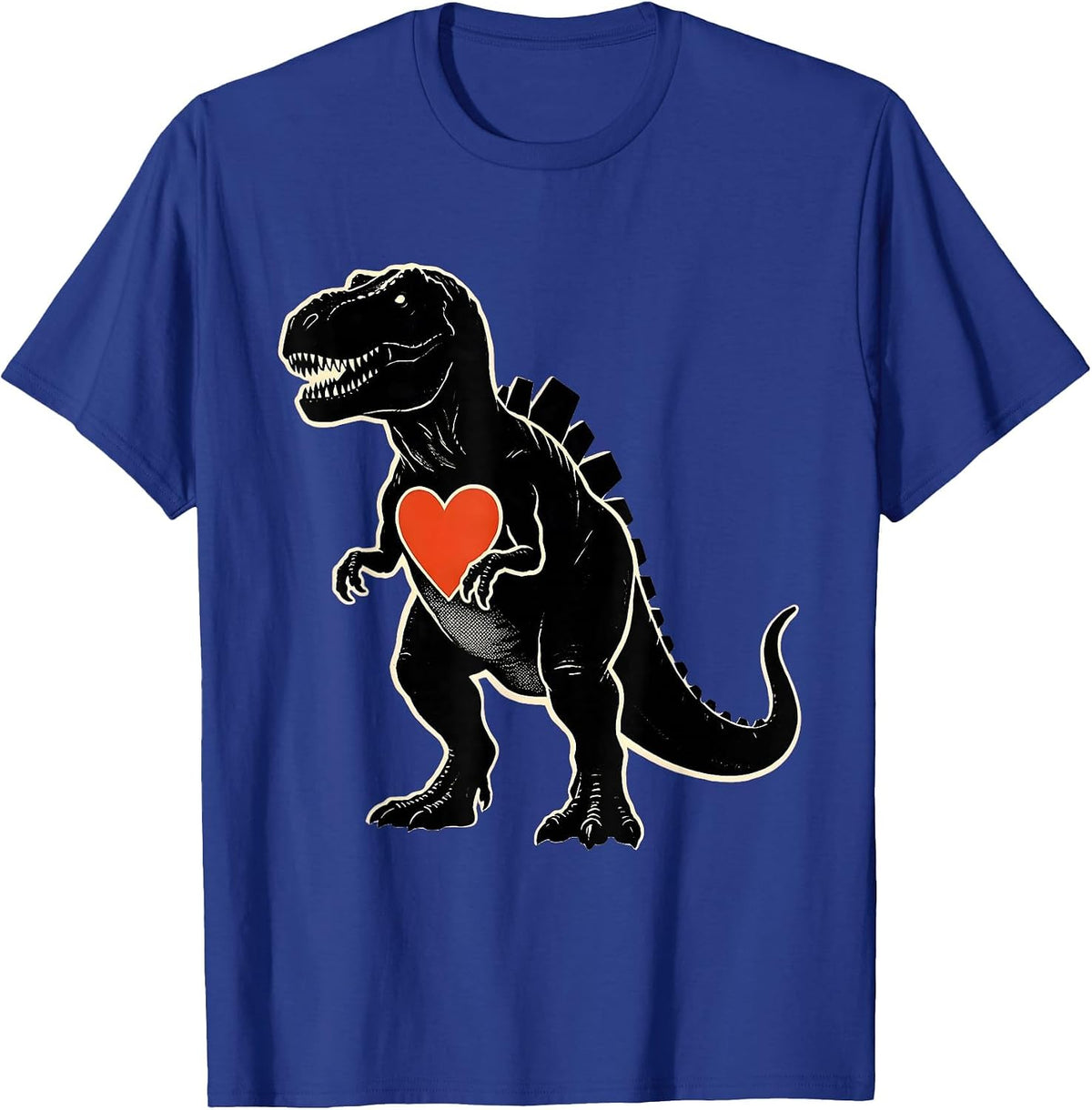 Men's T-Rex Heart Dinosaur Funny Toddler Boys Valentines Day T-Shirt - Royal Blue