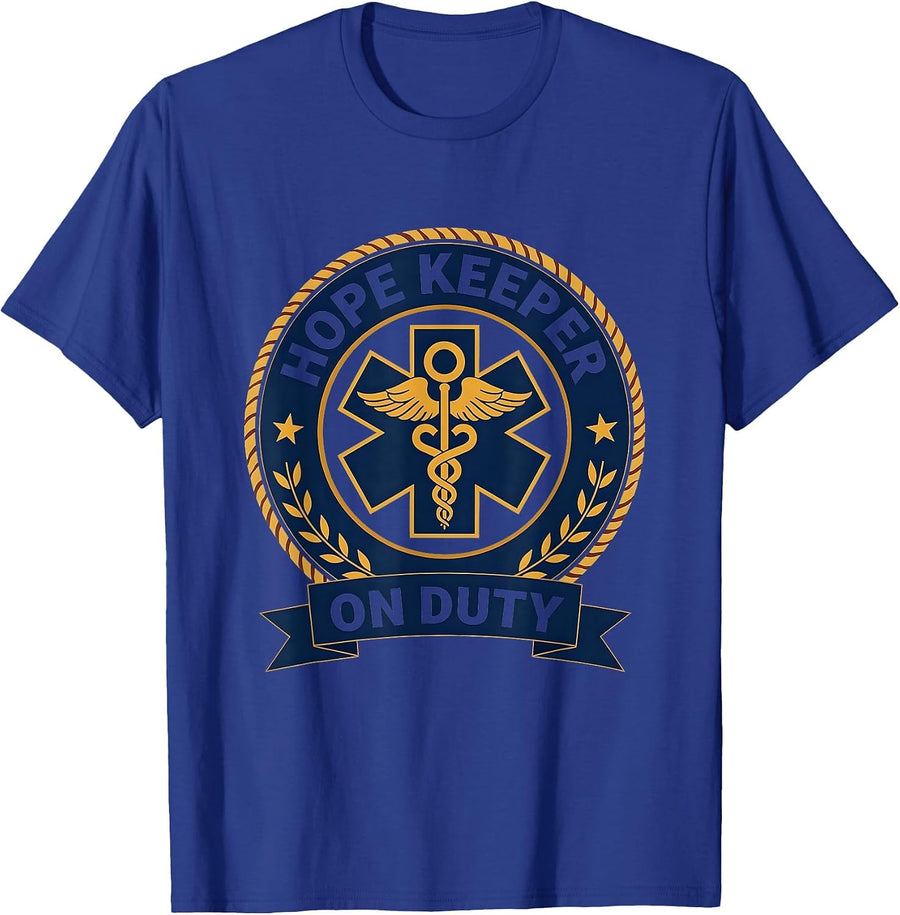 Hope Keeper On Duty Oncology Nurse Design T-Shirt - Royal Blue