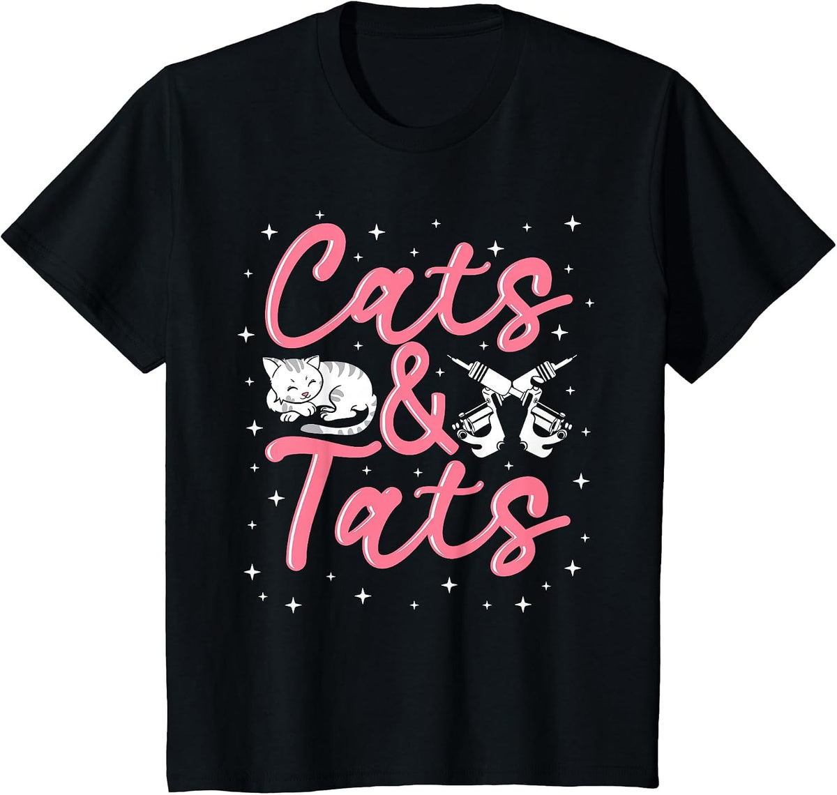 Tattoo Artist Cat Lover Tattooist Machine Tattooed Ink Style T-Shirt - Black