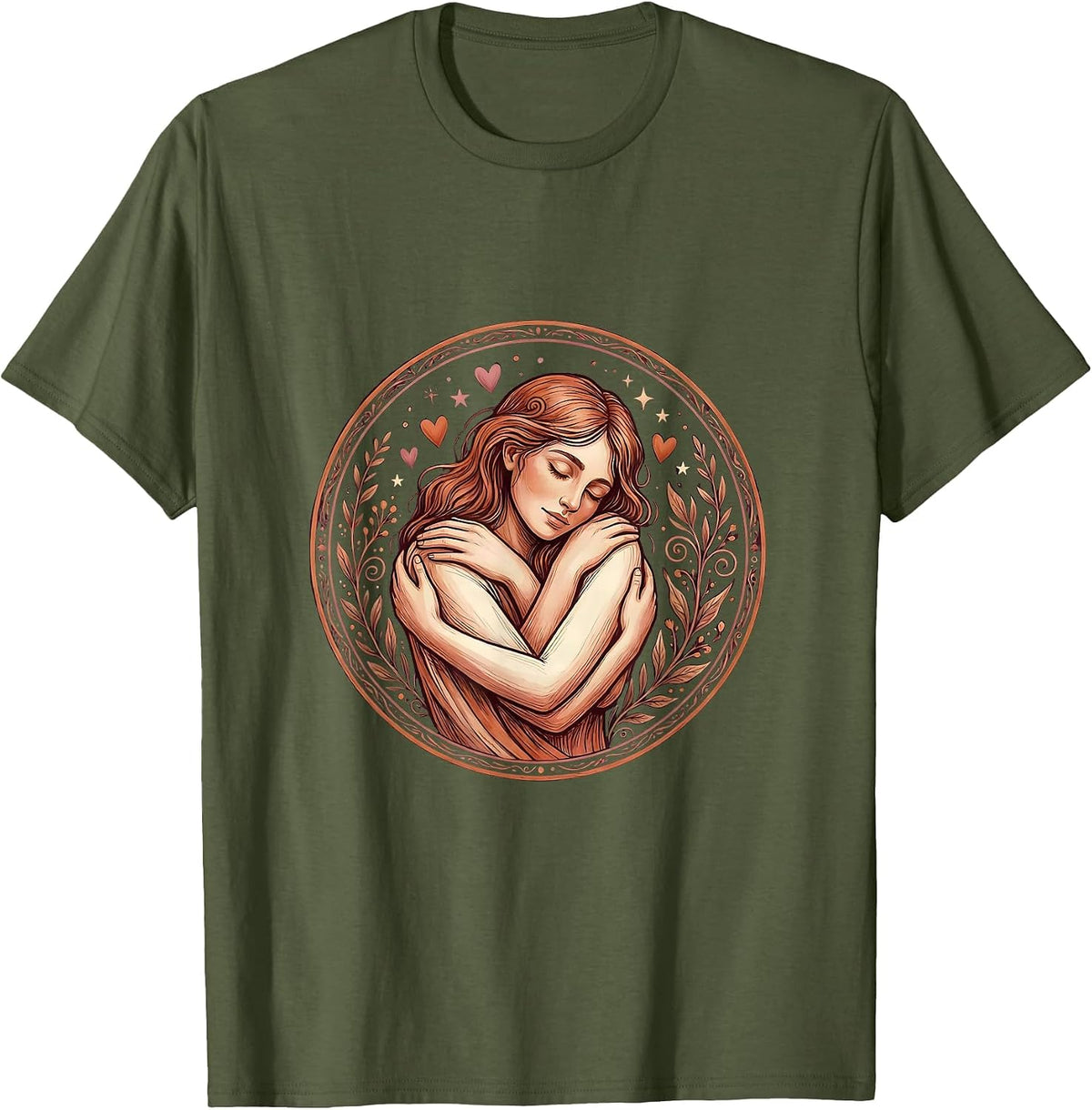 I Love Me Self-Embrace Graphic Design T-Shirt - Olive Green