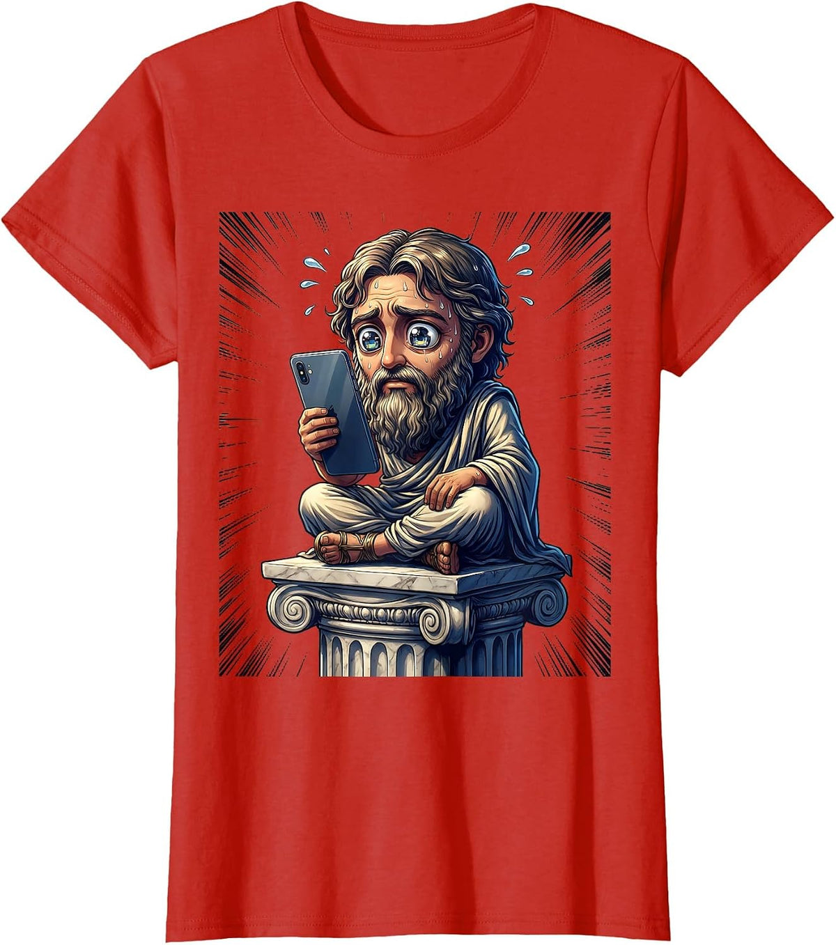 Ancient Philosopher Meets the Digital Age T-Shirt - Red