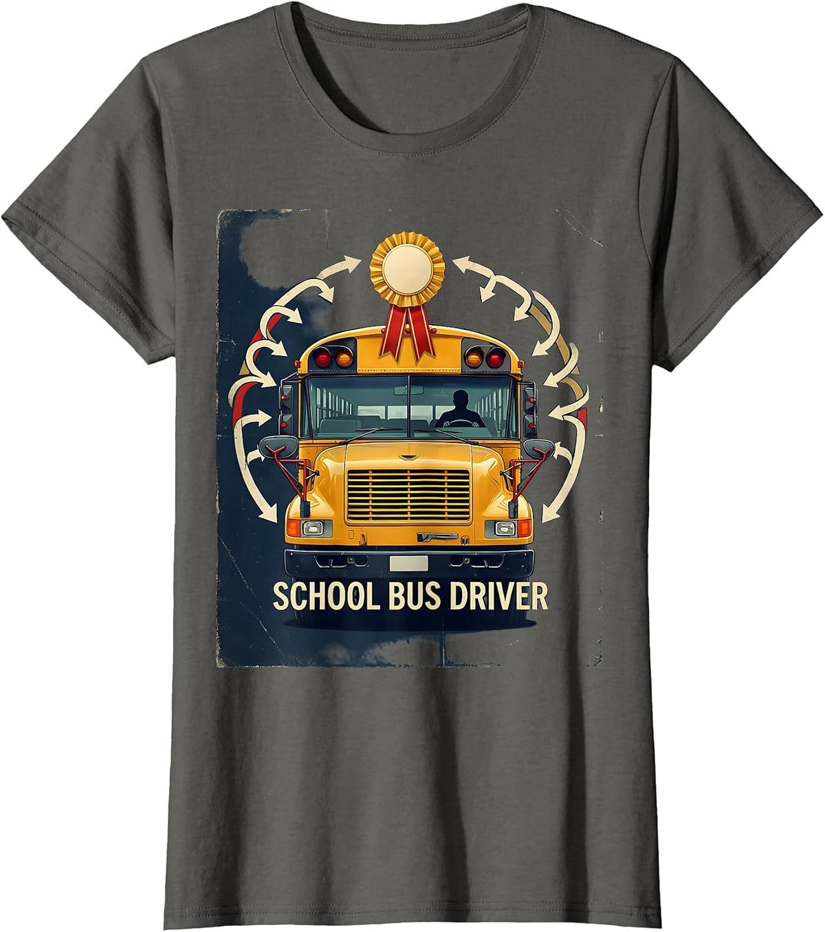 Women's Vintage School Bus Driver Funny Transportation Squad T-Shirt - Asphalt Grey