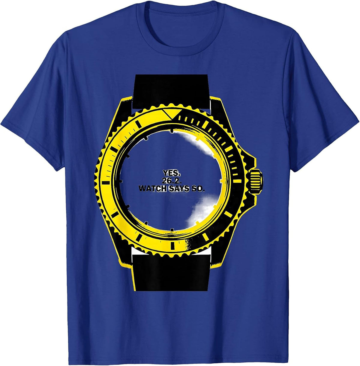 Men's Yes. 26.2. Watch Says So Funny Runner Marathon Humor T-Shirt - Royal Blue