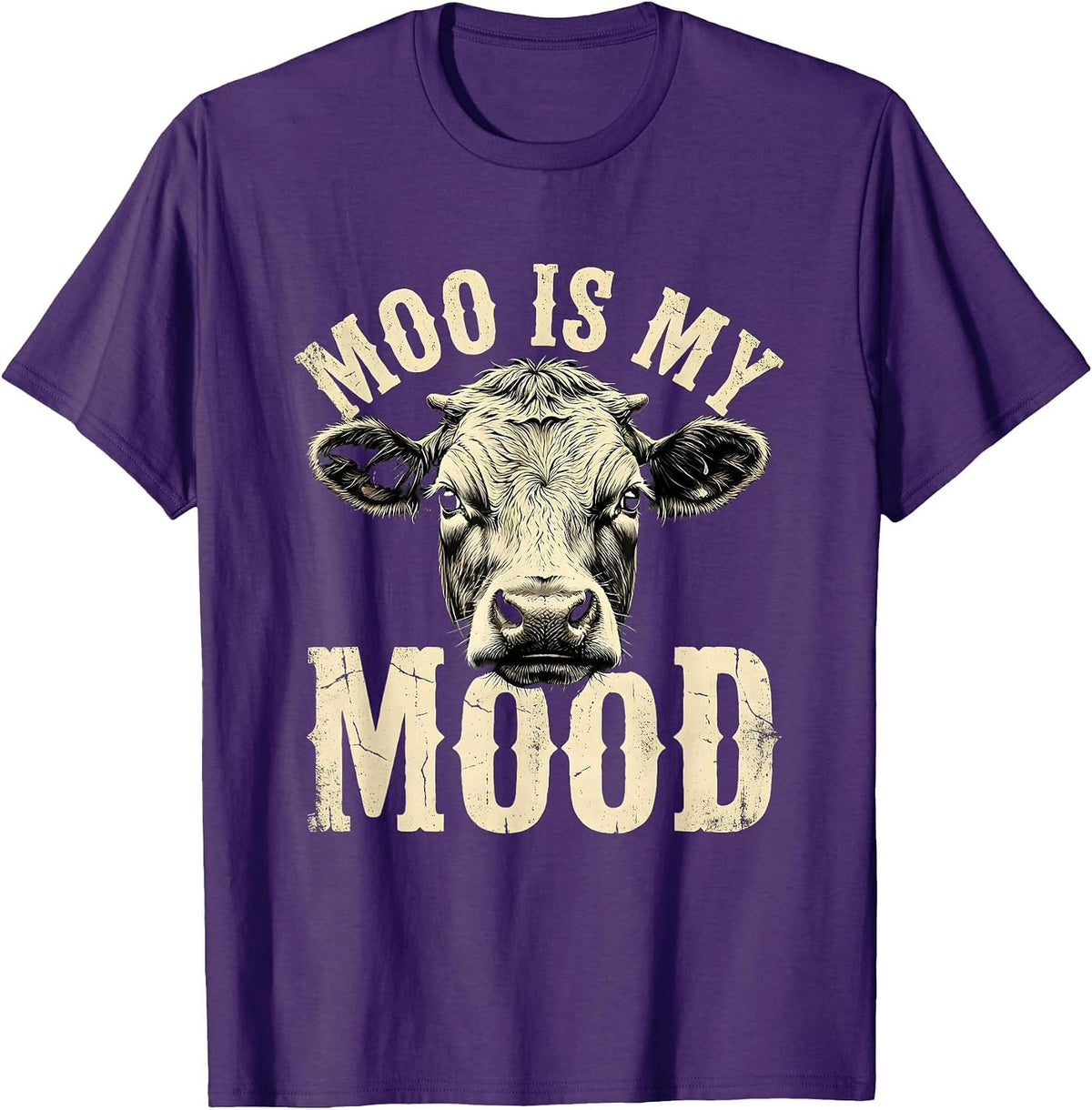 Moo Is My Mood Funny Cow Lover Design T-Shirt - Purple