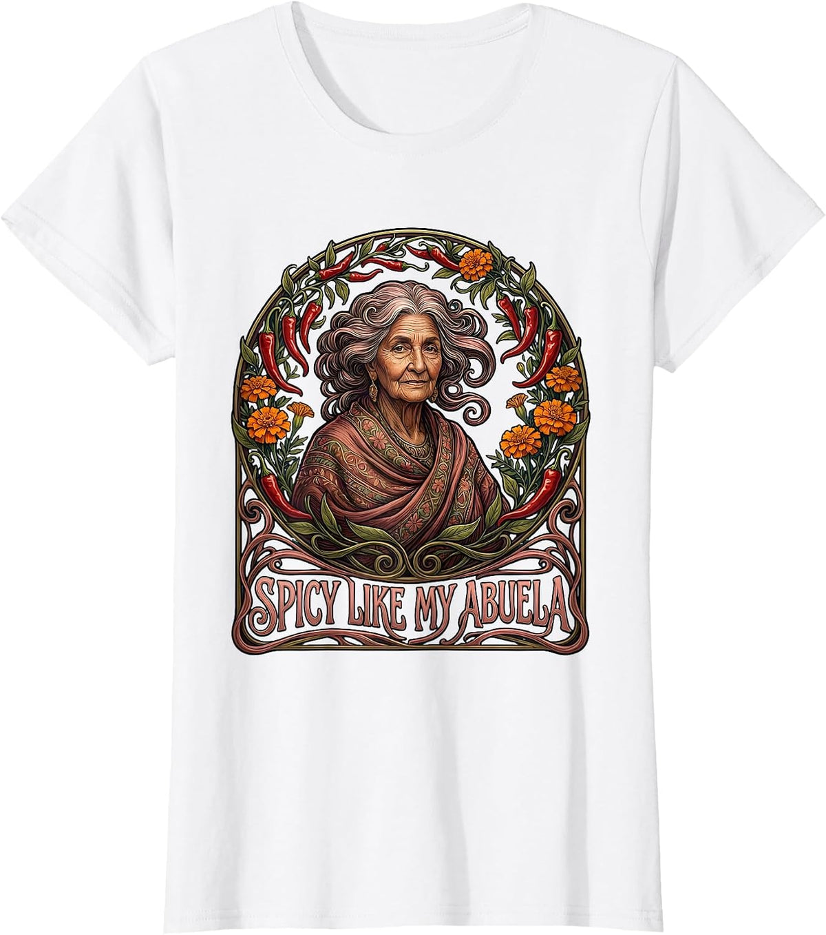 Women's Spicy Like My Abuela Mexican Heritage Design T-Shirt - White