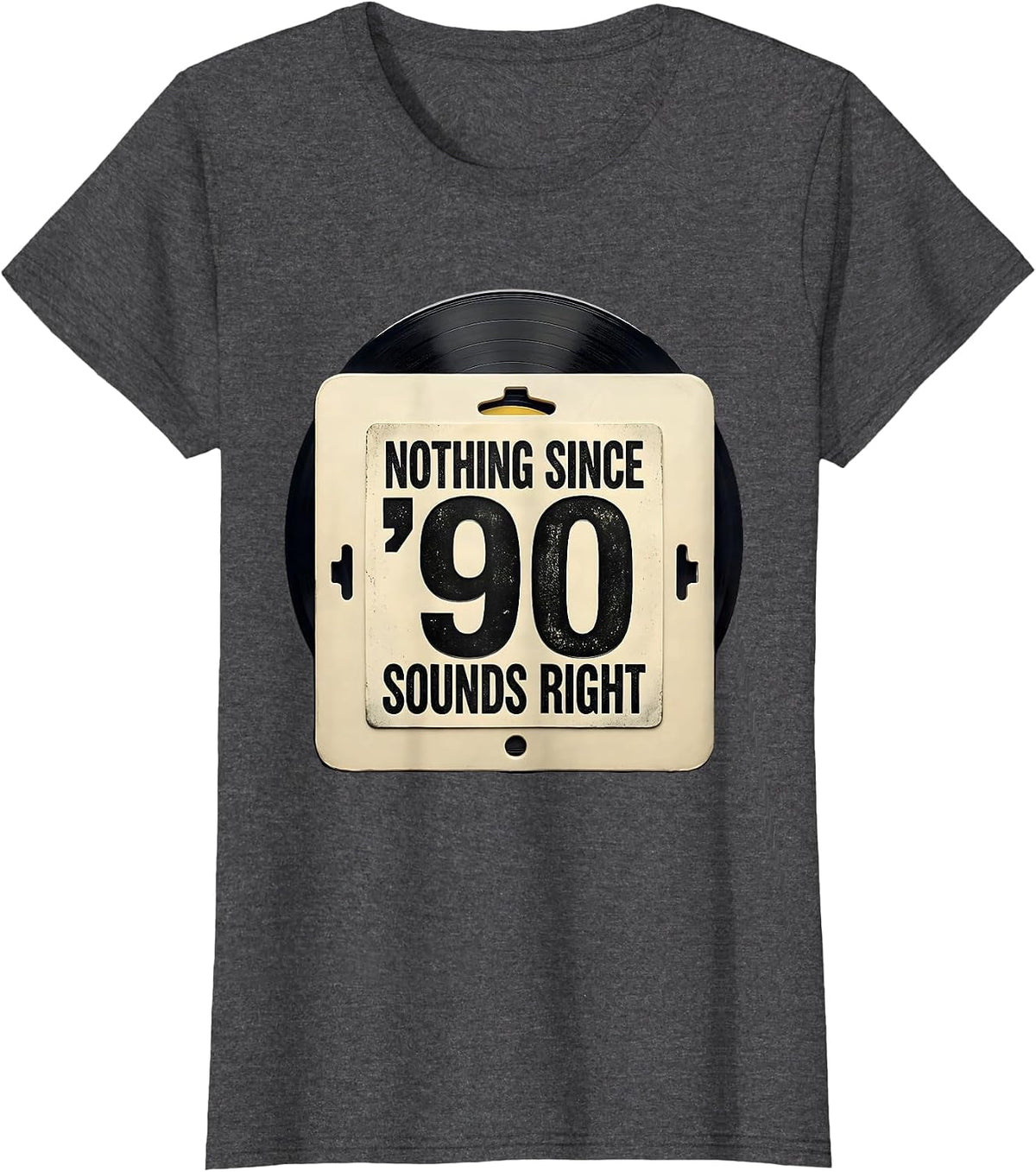 Women's Nothing Since '90 Sounds Right Vintage Hip Hop Rap Lyric T-Shirt - Dark Heather Grey