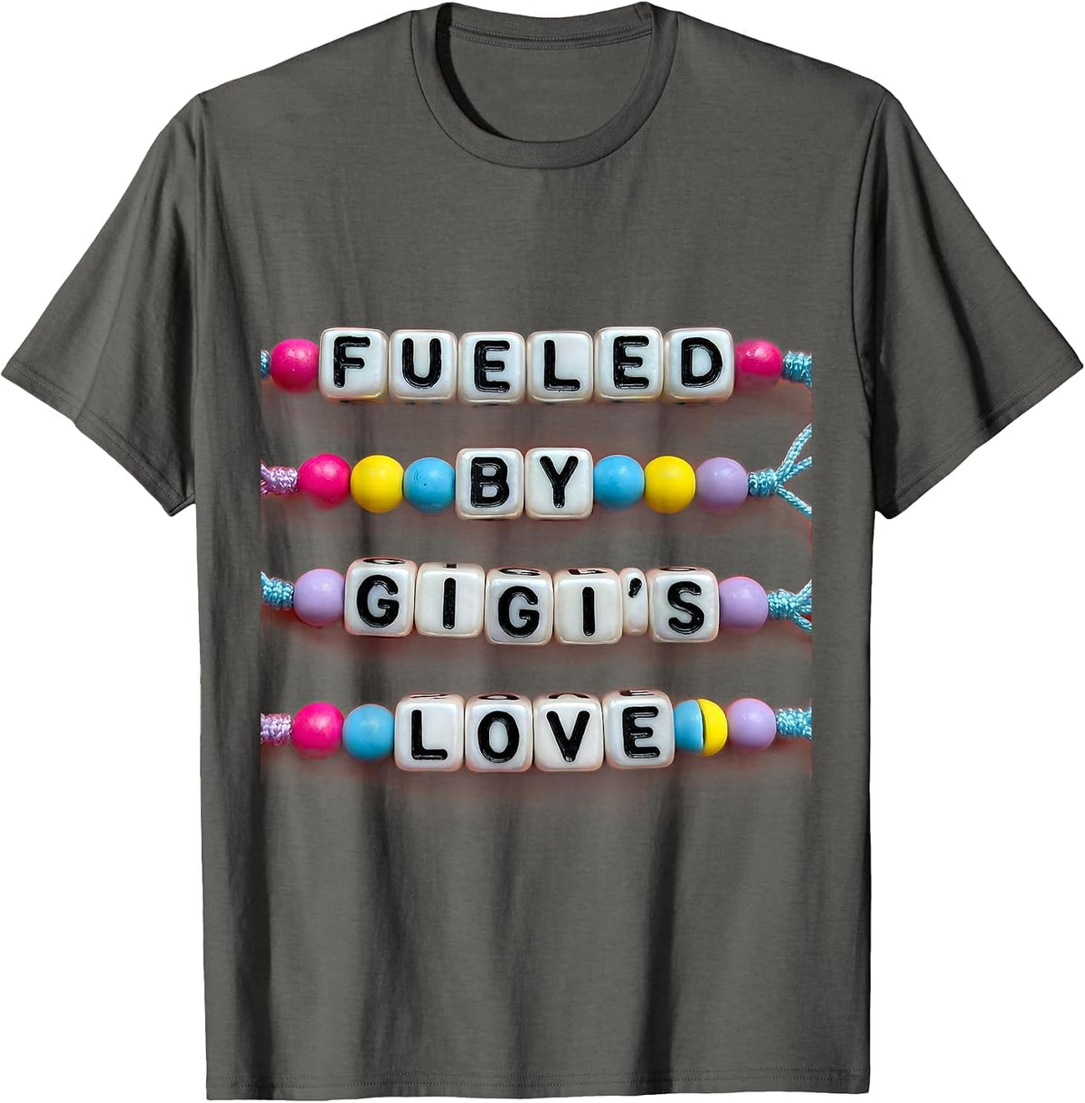 Fueled by Gigi's Love Heartwarming Design T-Shirt - Asphalt Grey