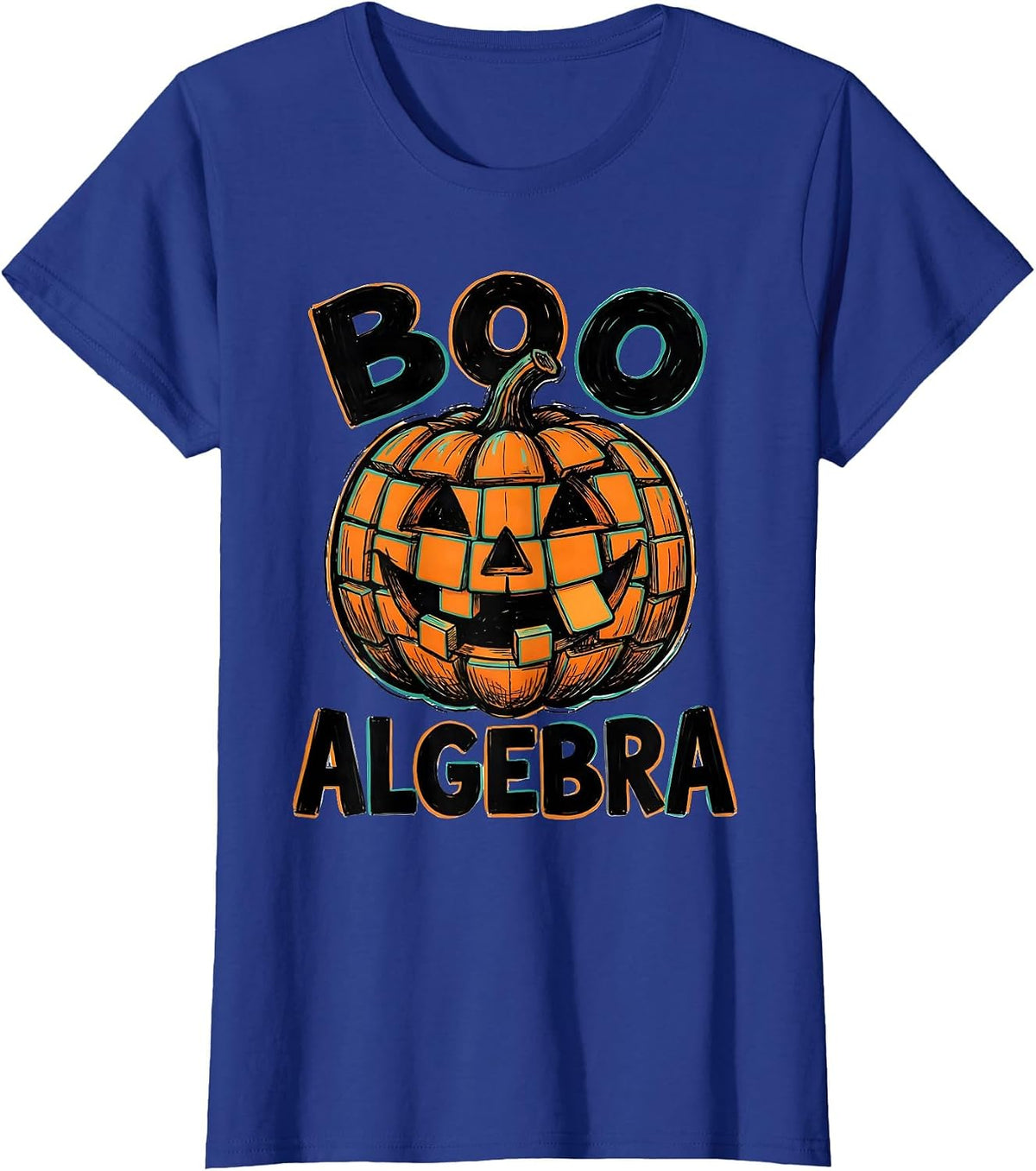 Women's Boo Algebra Funny Math Teacher Halloween Pun Humor T-Shirt - Royal Blue