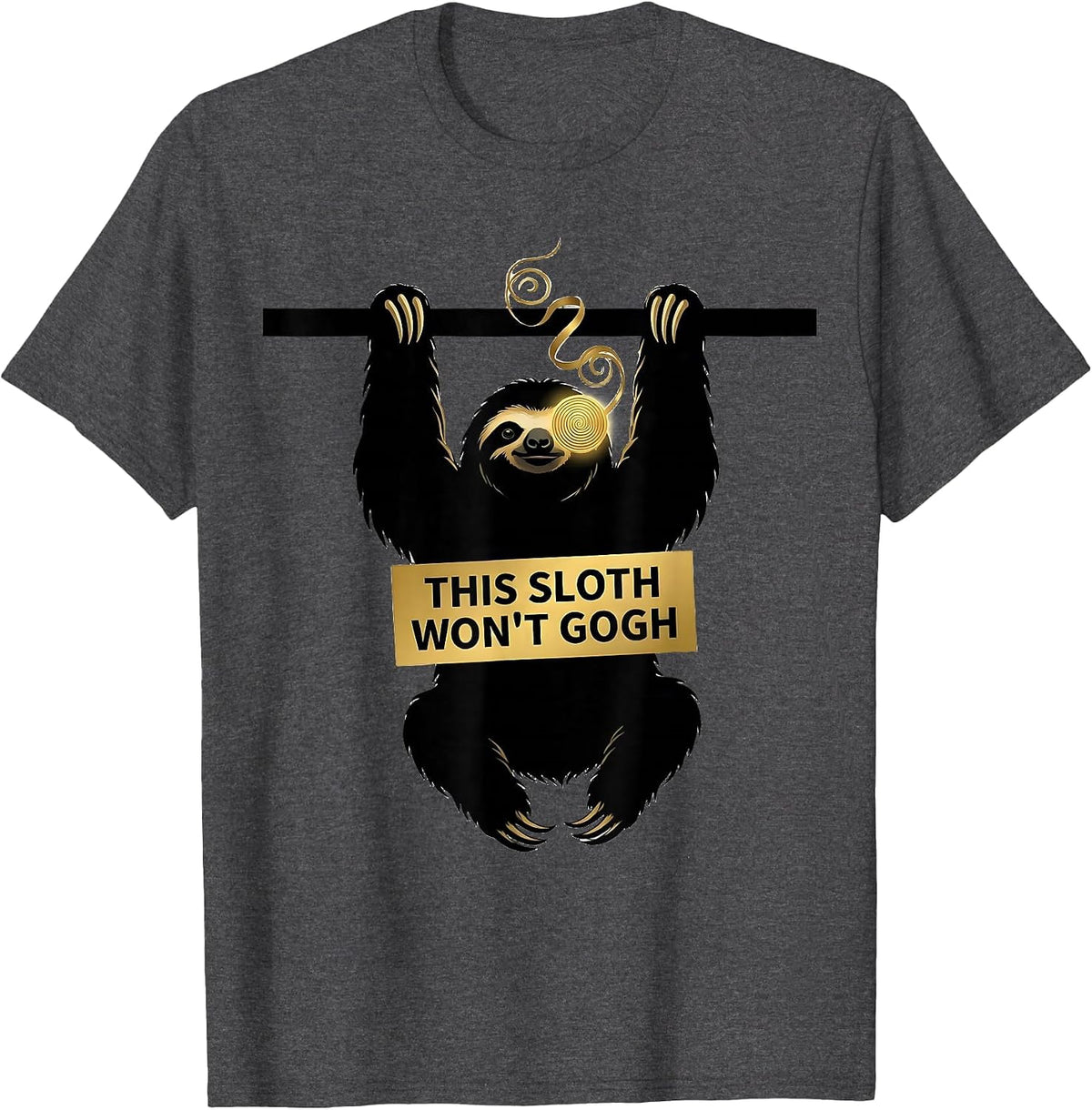 Men's This Sloth Won't Gogh Whimsical Art Meme Animal Lover Gift T-Shirt - Dark Heather Grey