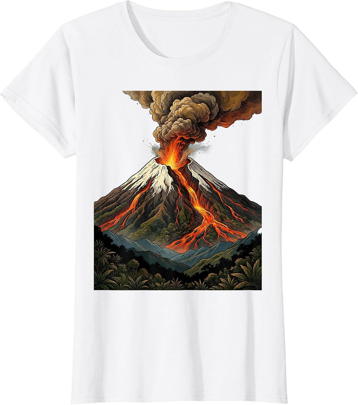 Women's Erupting Cotopaxi Volcano Glowing Lava Ecuador T-Shirt - White