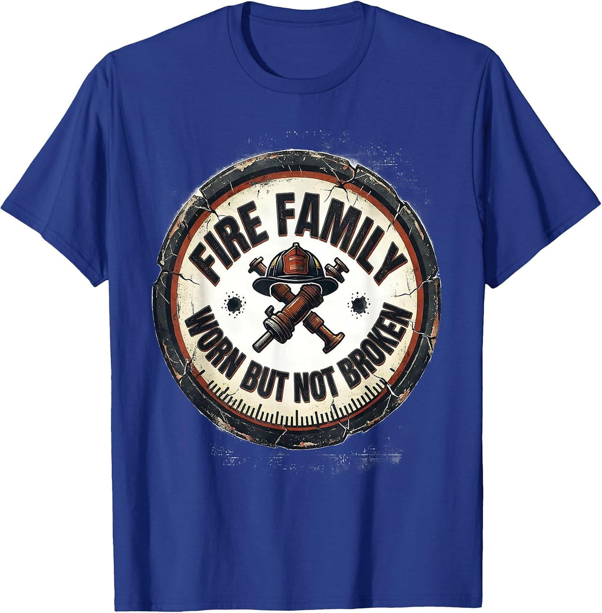 Men's Fire Family Worn But Not Broken Distressed Firefighter Pride T-Shirt - Royal Blue