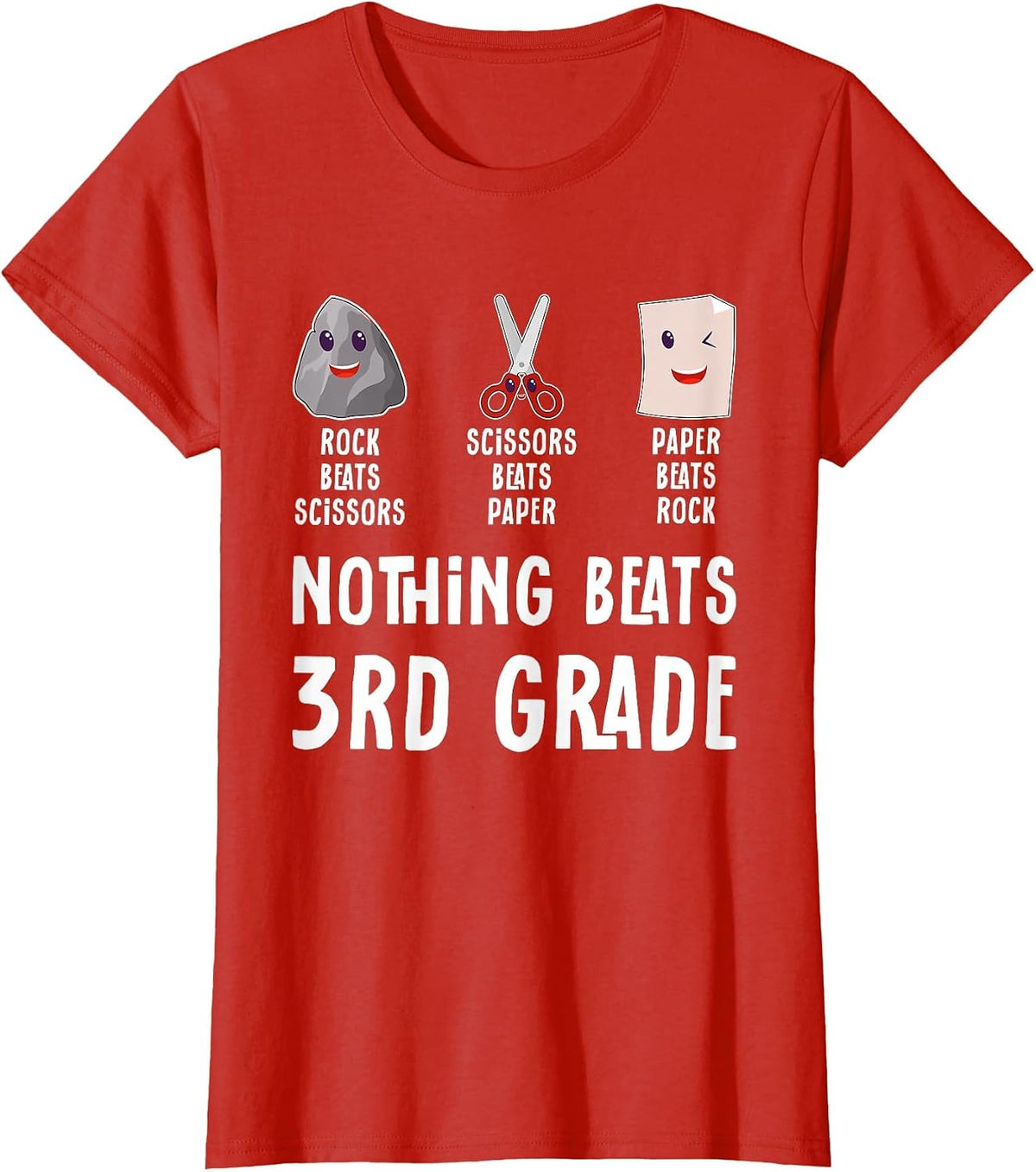 Nothing Beats 3rd Grade Funny Back to School Kids Teachers T-Shirt - Red