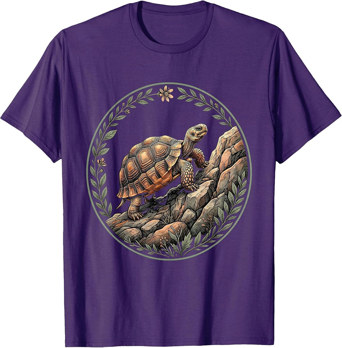 Men's Tortoise Climbing Rocky Hill Illustration T-Shirt - Purple