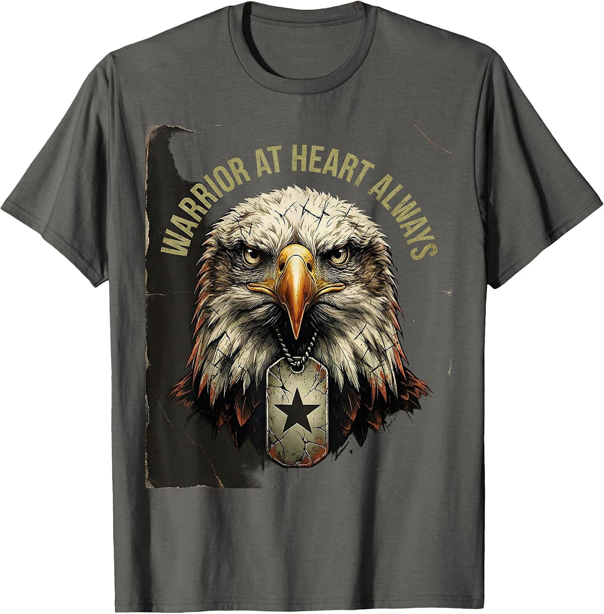 Warrior At Heart Always Veteran Pride Design T-Shirt - Asphalt Grey