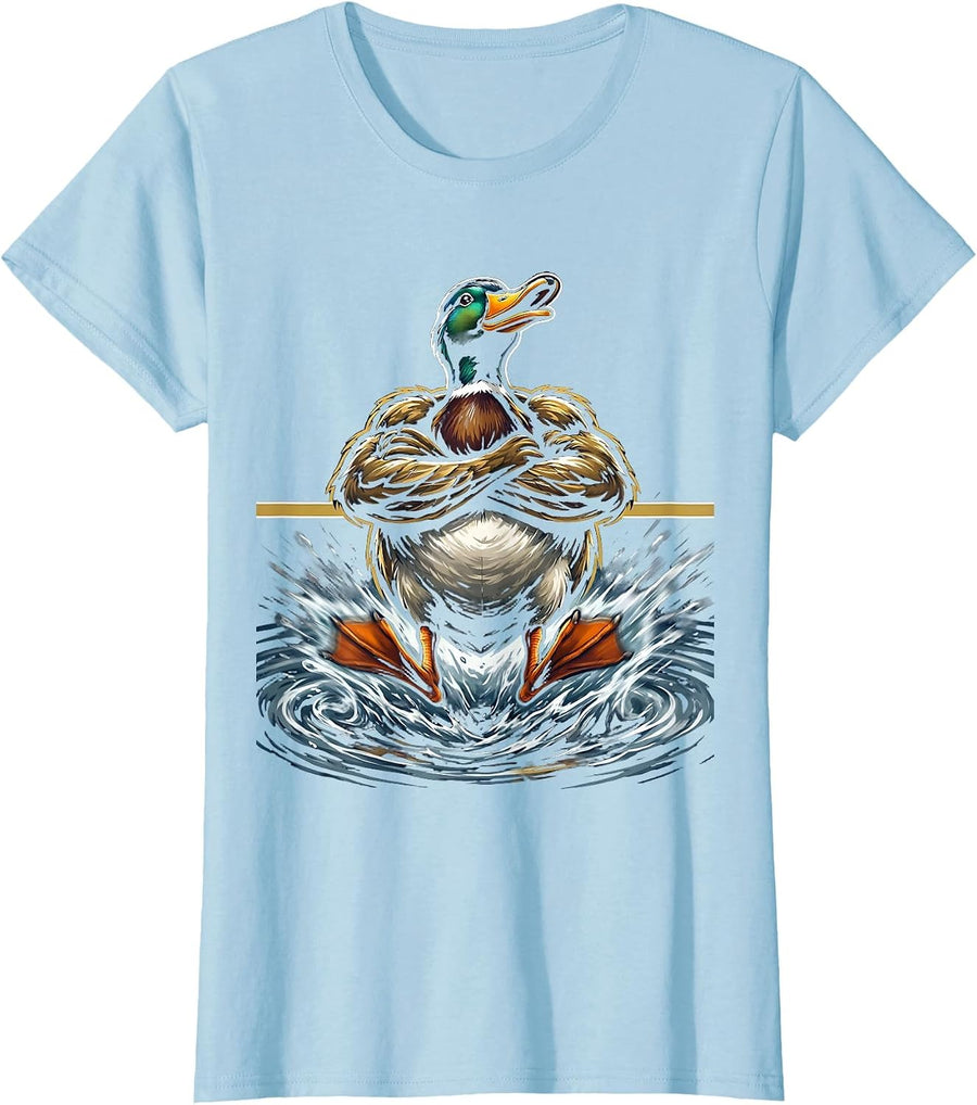 Women's Chaos Coordinator Duck Calm Paddling Graphic Tee T-Shirt - Baby Blue