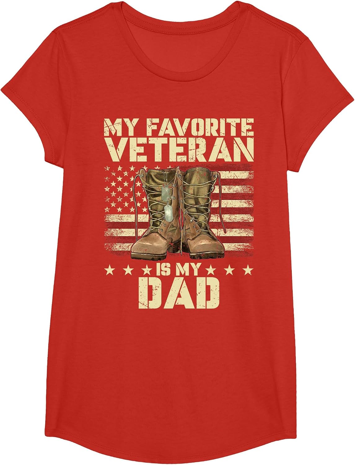 Father Veterans Day My Favorite Veteran is My Dad for Kids T-Shirt - Girls Red