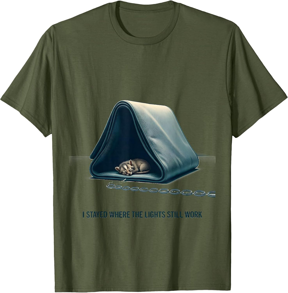 I Stayed Where The Lights Still Work Funny Vet Tech T-Shirt - Olive Green