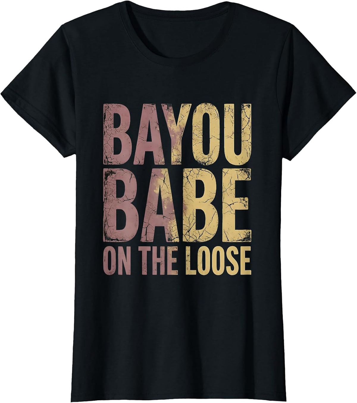 Bayou Babe On The Loose Mardi Gras Design T-Shirt - Black