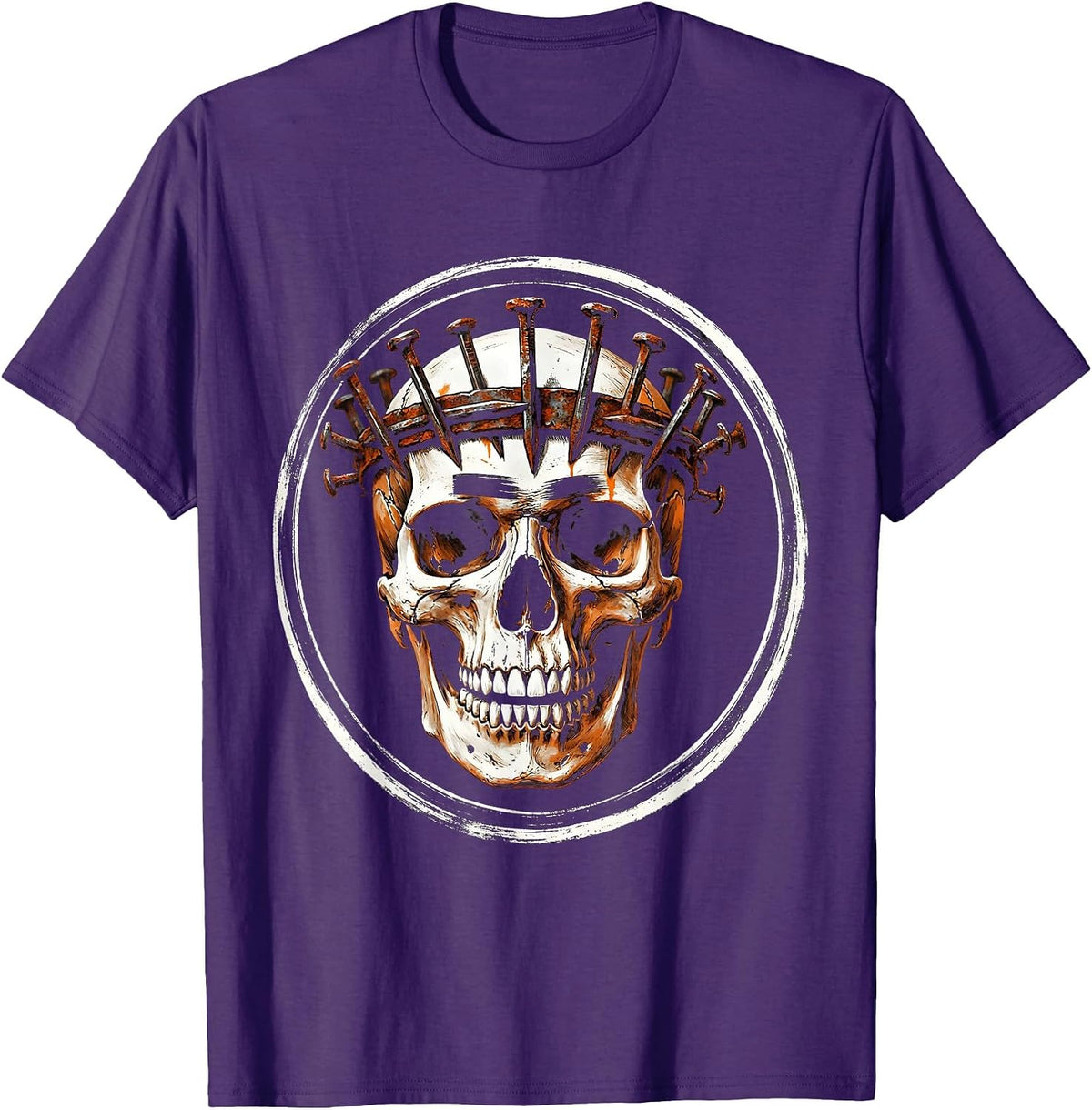 Grunge Skull Crown of Nails Dark Art Design T-Shirt - Purple