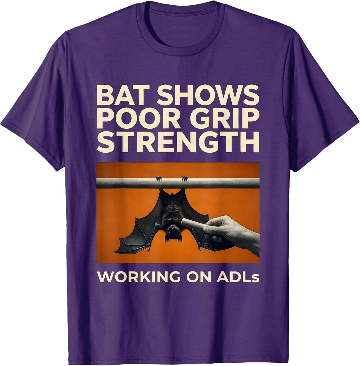 Men's Bat Shows Poor Grip Strength, Working On ADLs Therapist T-Shirt - Purple