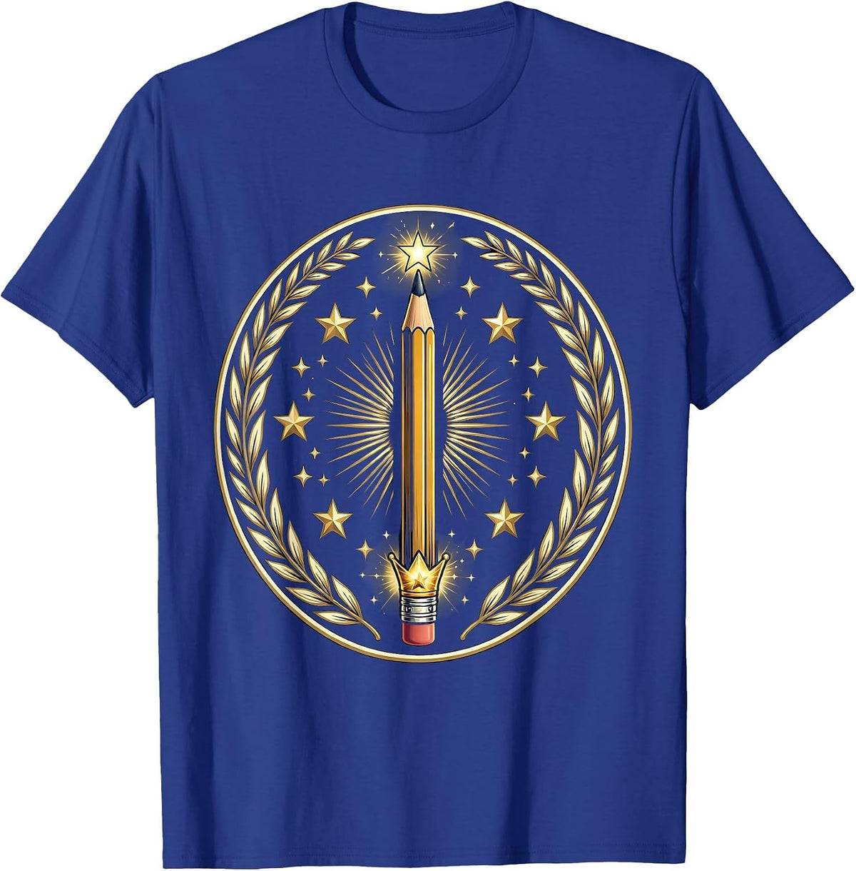 Men's Magic Wand Pencil First Grade Teacher Gift T-Shirt - Royal Blue