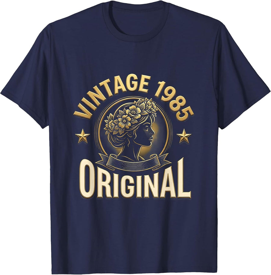 Vintage 1985 Original Born In The 80s Design T-Shirt - Navy Blue