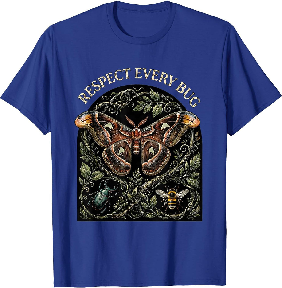 Respect Every Bug Whimsical Entomology Bug Collector Nature T-Shirt - Royal Blue