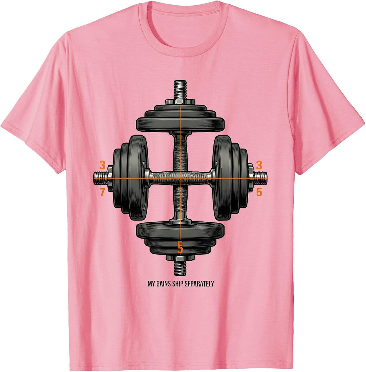 Men's My Gains Ship Separately Funny Gym Weightlifting Workout T-Shirt - Pink