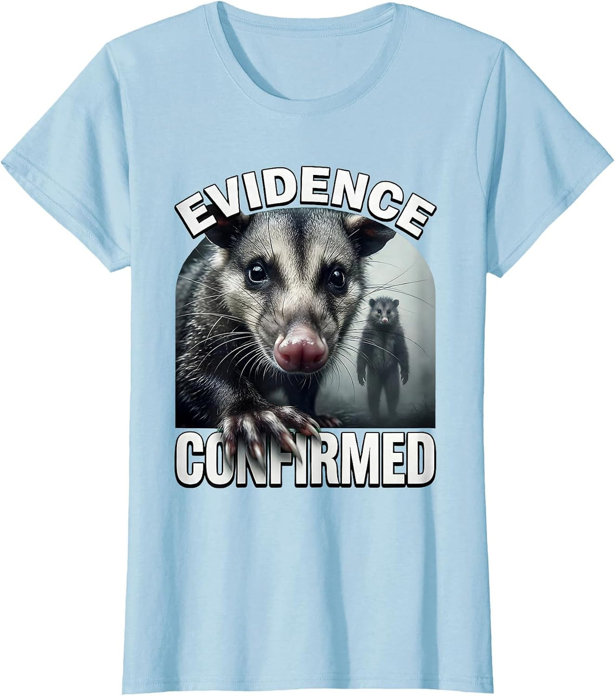 Women's Evidence Confirmed Hyper-Detailed Opossum Selfie T-Shirt - Baby Blue