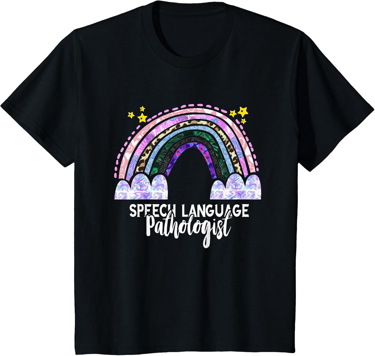 SLP Rainbow Speech Therapy Speech Language Pathologist T-Shirt - Black