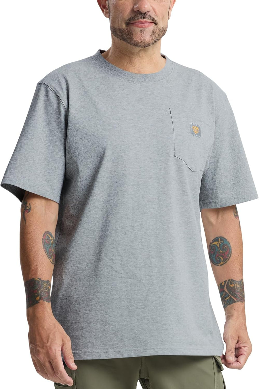 Men's Loose Fit Heavyweight Short-Sleeve Pocket Work T-Shirt (Regular&Tall) - Dark Charcoal