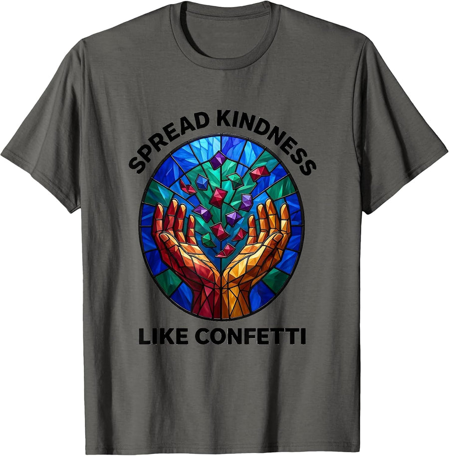 Spread Kindness Like Confetti Positivity Design T-Shirt - Asphalt Grey