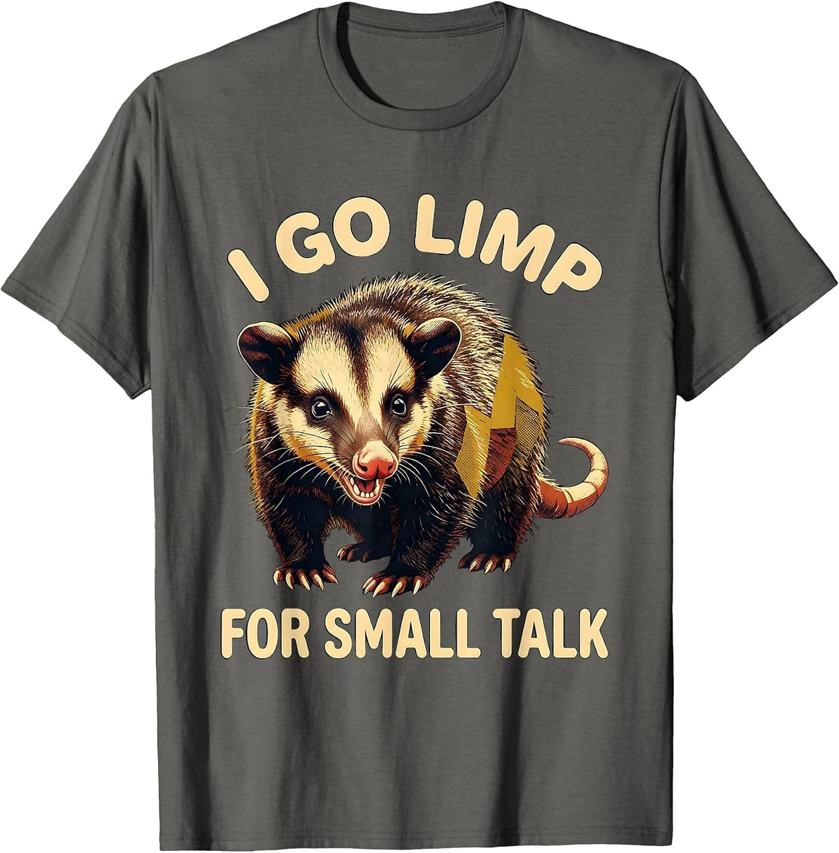 Men's I Go Limp For Small Talk Funny Opossum Animal Meme Humor T-Shirt - Asphalt Grey