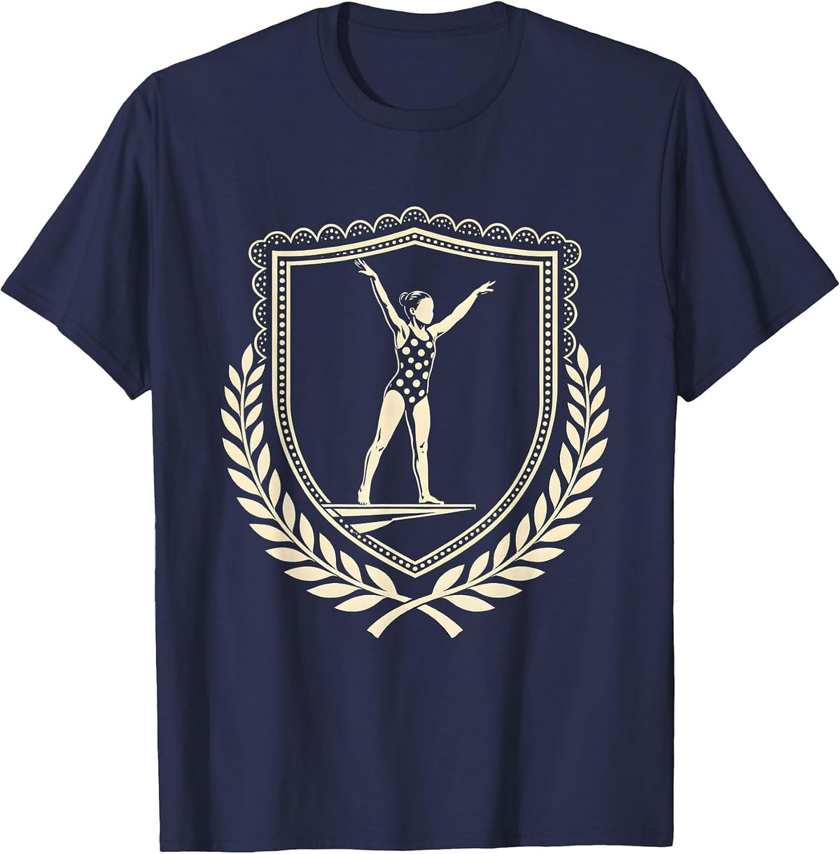 Men's Polka Dot Swimmer Diving Board Graphic Tee T-Shirt - Navy Blue